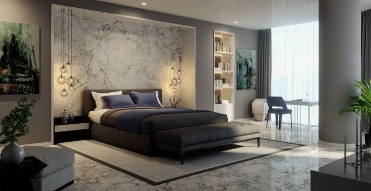 Elegant suite with soft gold accents and refined interior